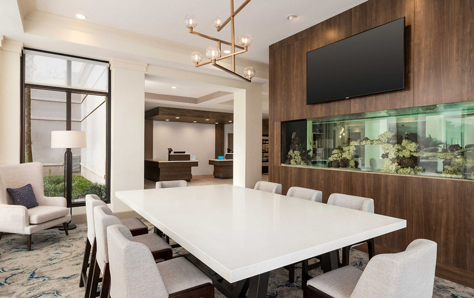 achieve hotel pip compliance blog - promote your renovations - pictured - interior lobby renovation of Hilton Garden Inn by Amerail Systems